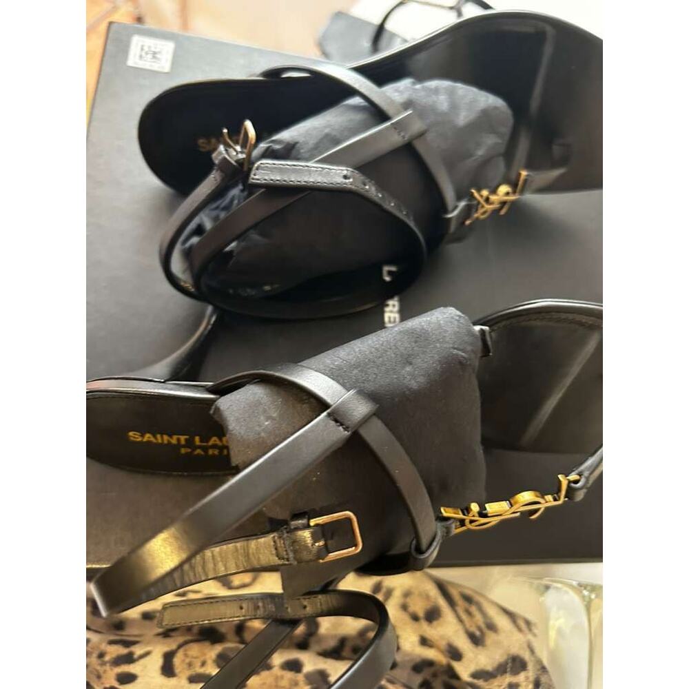 Saint Laurent 60mm Cassandra Leather Sandals Black Size 36.5/US 6.5 - Picture 6 of 7